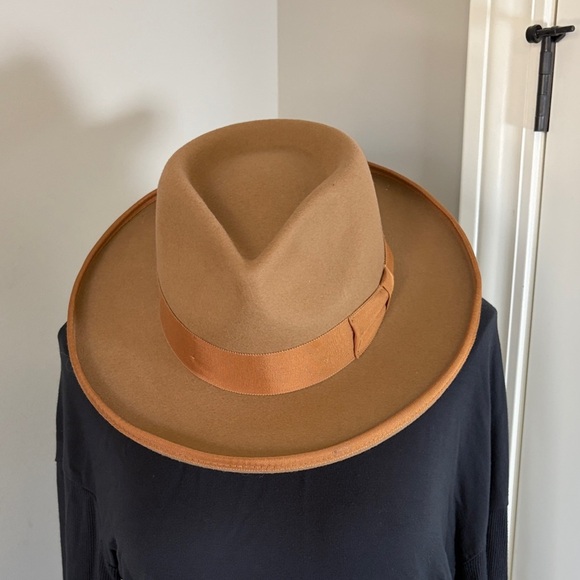 Anthropologie Lack of Color Hat Pierre Teak wool felt fedora Brown Sz M NEW
